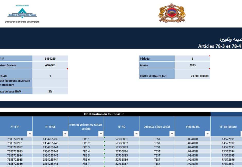 fichier xml excel fichier xml excel de déclaration des délais de paiement au maroc - fichier xml